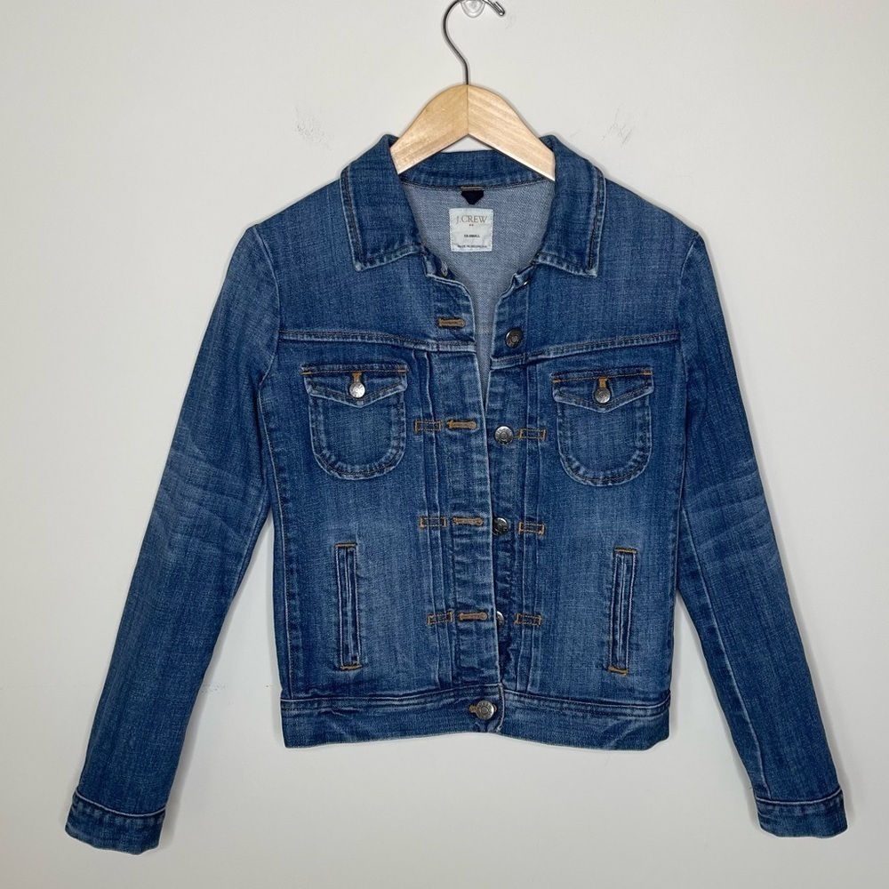 J Crew Women's Blue Retro Vintage Denim Jean Jacket Y2K 80’s boho western event